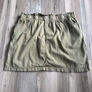 Jane & delancey 100% Cotton Green Khaki Elastic Waist Skirt Size Large